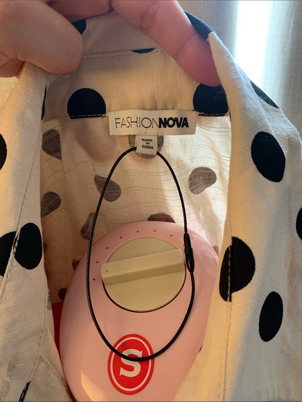 Fashion Nova Polka Dot Button-Front Short Sleeve Romper - Black on Cream - Picture 3 of 5